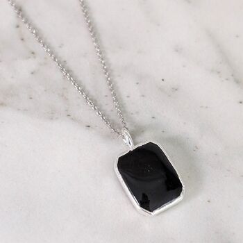 'The Rectangle' Black Tourmaline Sterling Silver Necklace, 2 of 8