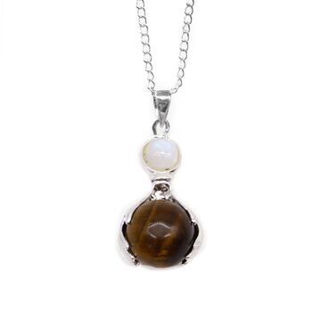 Healing Hands Tigers Eye Pendant Necklace | Silver Plated, 5 of 7