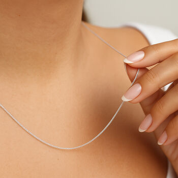 Sterling Silver Extra Light Diamond Cut Curb Chain – 16in To 28in, 4 of 9