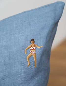 Swimmers Embroidered Cushion W Insert, 7 of 7