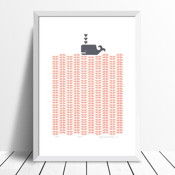 Whale Screen Print In Rose Blush Framing Available, 2 of 4