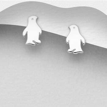 Sterling Silver Penguin Earrings, 2 of 3