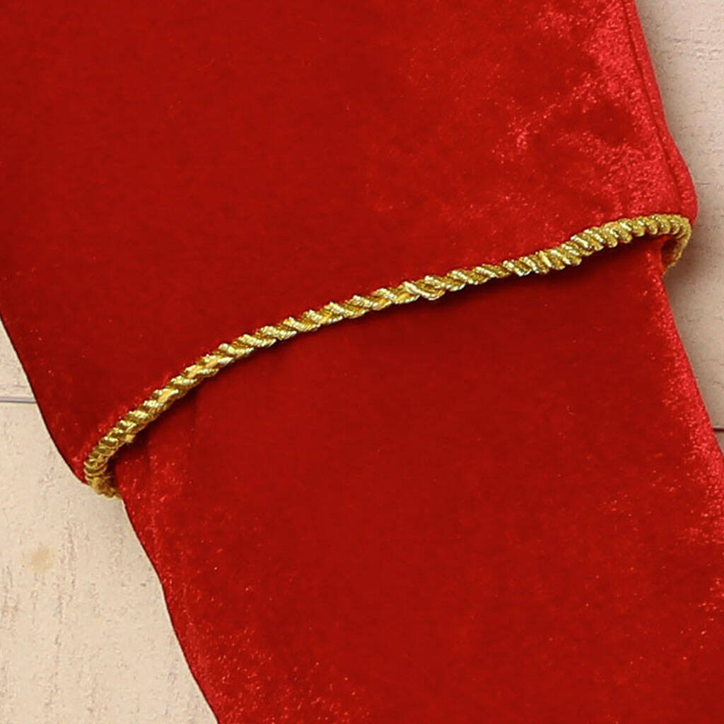 Personalised Luxury Ruby Red Velvet Christmas Stocking By Dibor