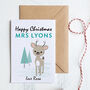 Teacher Christmas Card Personalised With Cute Deer, thumbnail 2 of 2