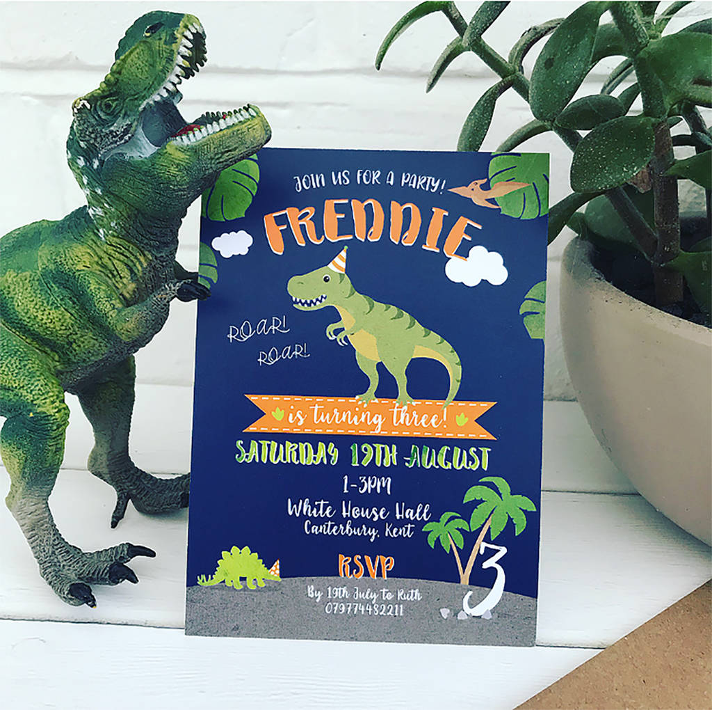 Dinosaur Birthday Party Invitations Pack Of 20, 1 of 2