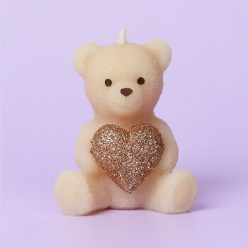 G Decor Soy Wax Teddy Bear With Shiny Heart Candles, 4 of 7