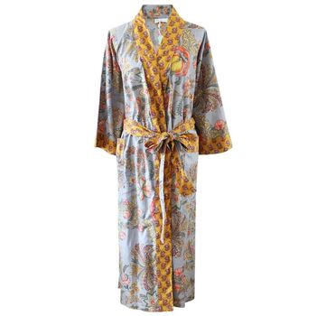 Coral Exotic Bouquet Cotton Dressing Gown, 6 of 6