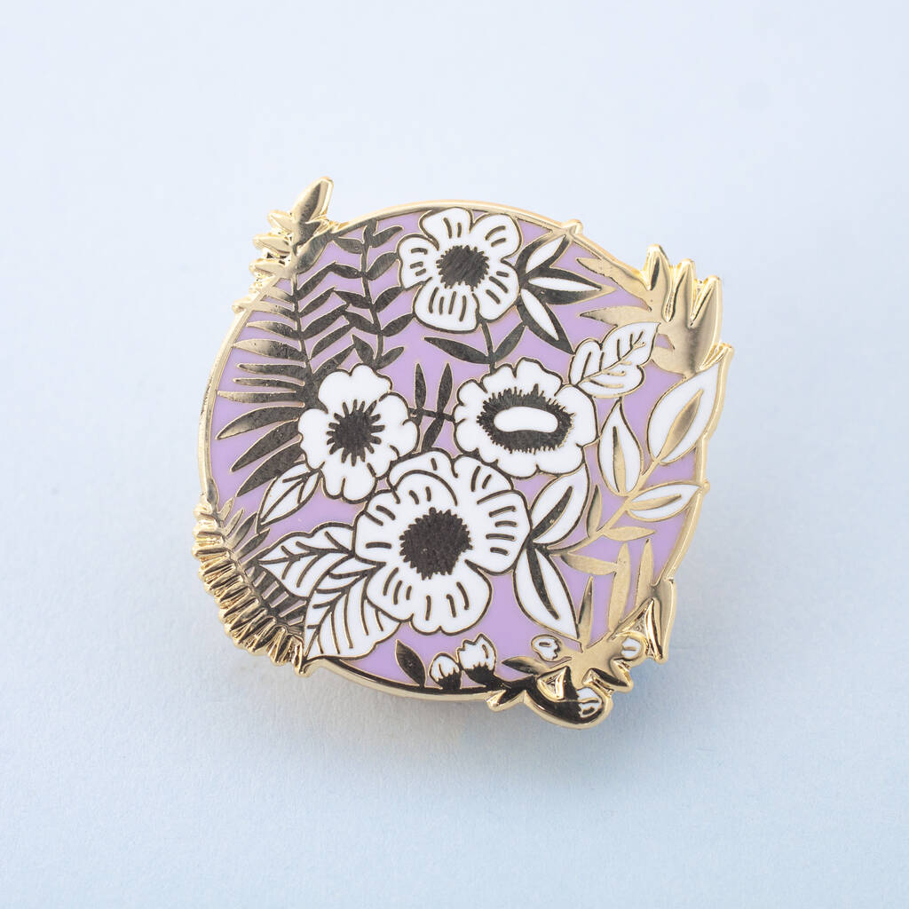Lilac Flower Pattern Enamel Pin By Little Paisley Designs ...