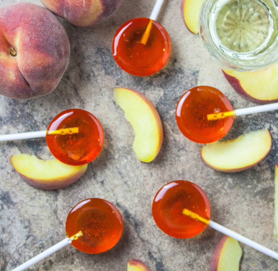 Five Alcoholic Peach Schnapps Lollipops By Holly's Lollies