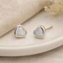 Sterling Silver White Opal Heart Stud Earrings – 5mm, thumbnail 8 of 8