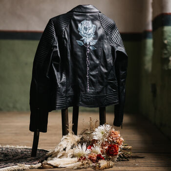 Personalised Rose Stem Bridal Leather Jacket, 2 of 12