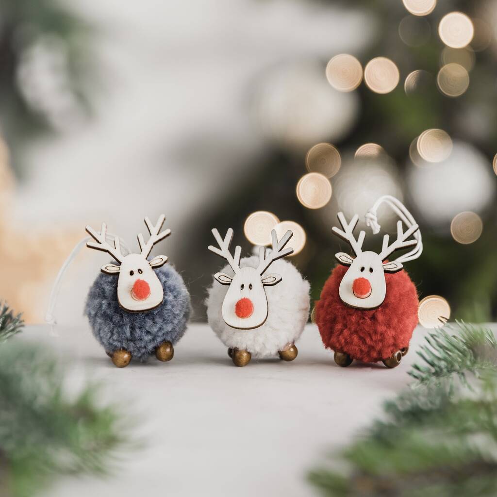 Cute Christmas Pom Pom Elk Decoration, 1 of 9