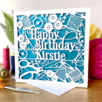 Personalised Happy Birthday Sewing Card, 2 of 3