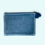 Embroidered Velvet Make Up Bag | Everyday Pouch | Allium Seedhead In Navy Blue, thumbnail 2 of 4