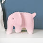 Pink Knitted Elephant Rattle With Personalised Bag, thumbnail 3 of 4