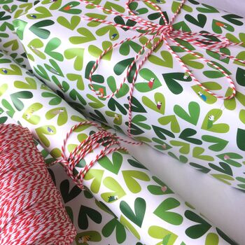 Leaf Hearts And Bug Wrapping Paper Or Gift Wrap Set, 5 of 12