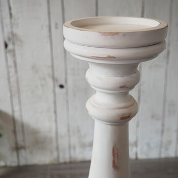 Tall White Wooden Candlestick Two Sizes, 8 of 8