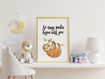 So Many Smiles Begin With You Sloth Print, 2 of 5