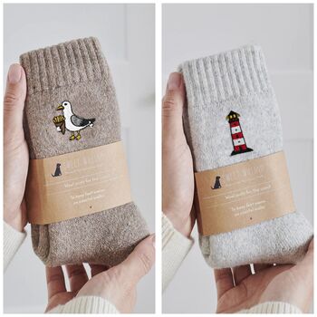 Lobster Wool Socks Embroidered Gift For Coastal Lovers, 11 of 12