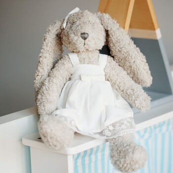 White Lace Bunny Soft Toy For Baby And Toddler, 2 of 9