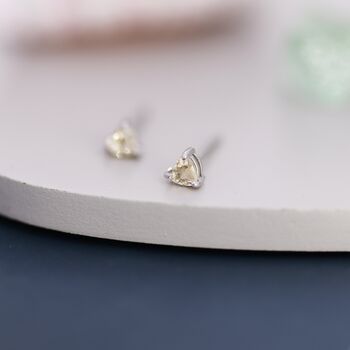 Sterling Silver Genuine Lemon Quartz Crystal Heart Stud Earrings, 6 of 12