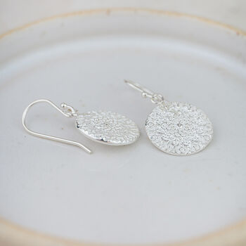 Sterling Silver Small Mandala Disc Earrings, 2 of 3