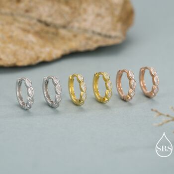 Marquise Cz Huggie Hoop In Sterling Silver, 7 of 11