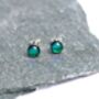 Emerald Green Fused Glass Sterling Silver Stud Earrings, thumbnail 1 of 12