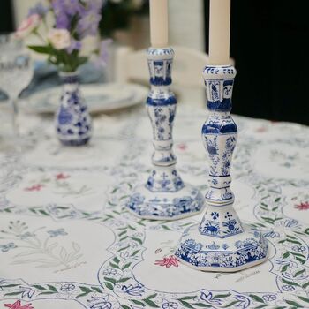 Chinoiserie Blue And White Porcelain Dutch Candlestick, 7 of 8