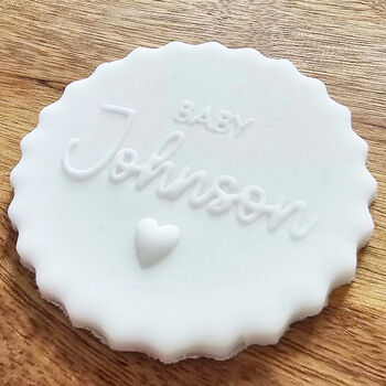 Personalised Baby Shower Debosser Cookie Stamp Cake Toppers, 2 of 6