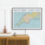 South West Coast Path Art Print With Tick List Map, thumbnail 4 of 10