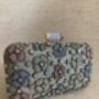 Grey Handcrafted Multicoloured Flower Rectangular Clutch, thumbnail 1 of 11