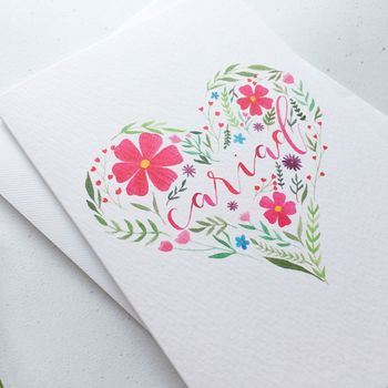'Cariad' Floral Heart Welsh Greeting Card, 3 of 3