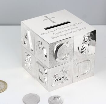 Personalised Cross Design Abc Money Box, 3 of 6