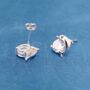 Dolphin Cz Stone Stud Earrings, 925 Sterling Silver, thumbnail 3 of 5
