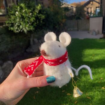Christmas Felt Mouse In Scarf, 4 of 6