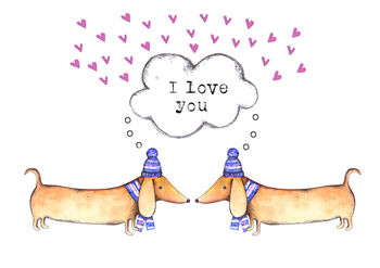 I Love You Sausage Dog Greeting Card, 4 of 4