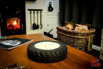 Off Road Wheel Candle Holder Car Gift | Refillable | Land Rover Gift | Candles For Men | Fresh Linen, 3 of 4