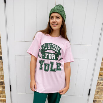 There For Yule Women's Christmas T Shirt In Pink, 2 of 4