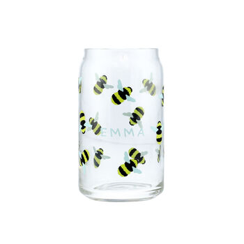 Personalised Traditional Bee Name Printed Can Glass, 4 of 8