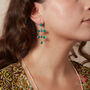 Emerald Leaf Shaped 18 K Gold And Silver Stud Drops, thumbnail 2 of 11