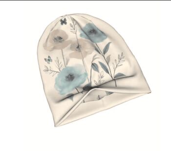 Chemo Headwear Beanie Hat Bandana Mixed Blue Flowers Super Soft, 4 of 6