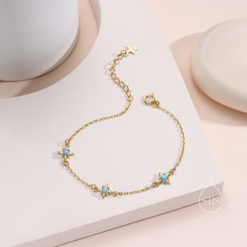 Starburst Charm Bracelet In Sterling Silver With Opal Or Moonstone, 5 of 12