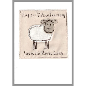 Personalised Sheep 7th Wedding Anniversary Card, 10 of 12