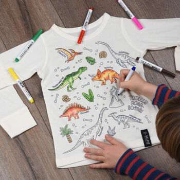 Personalised Dinosaur Colour In Top With Fabric Pens, 3 of 10