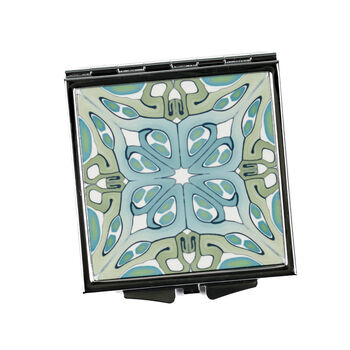Art Deco Blue Green Compact Mirror And Lens Cloth Set, 2 of 8