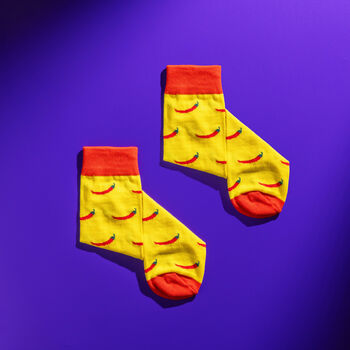 Red Chilli Pattern Colourful Egyptian Cotton Men's Socks, 4 of 5