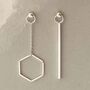 Sterling Silver Curated Ear Hexagon Earrings, thumbnail 3 of 5