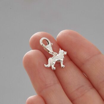 Border Collie Dog Silver Charm, 3 of 10