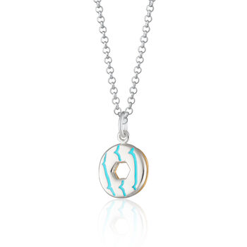 Silver Party Ring Necklace With Turquoise Enamel, 2 of 6